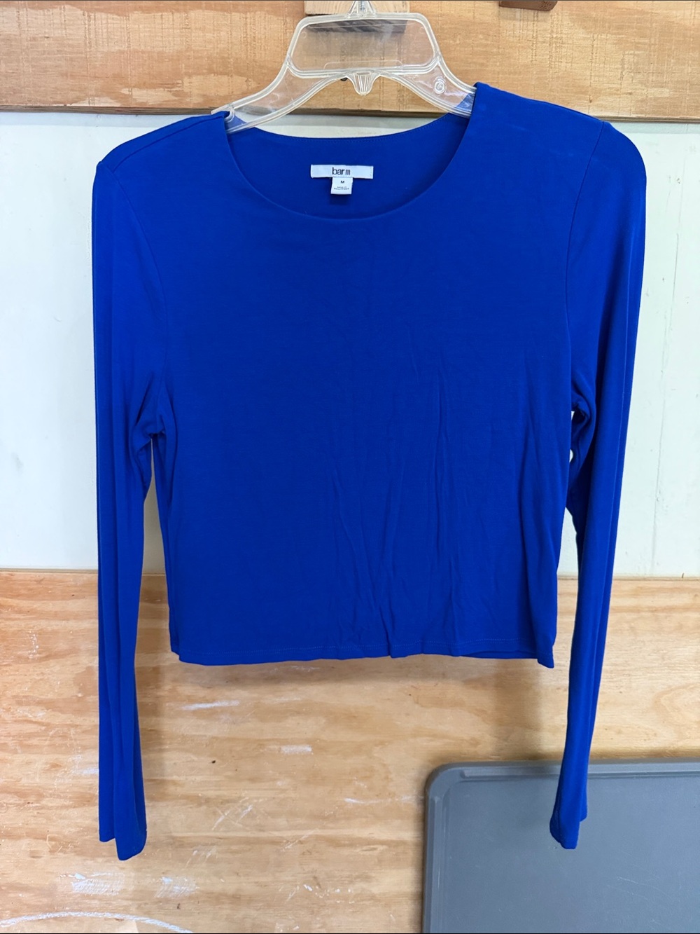 Bar III Cobalt Blue Long-Sleeve Crewneck Top